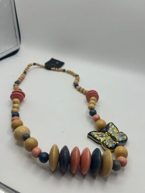 Handcrafted Multicolor Wooden Butterfly Necklace - Women Jewelry Necklaces